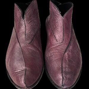 CYDWOQ Table Antique Cranberry Tooled Leather Shoe Women’s 37.5 EU